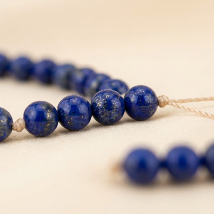 Lapis Lazuli 6 mm Yuvarlak Dizi Boncuk yakın plan