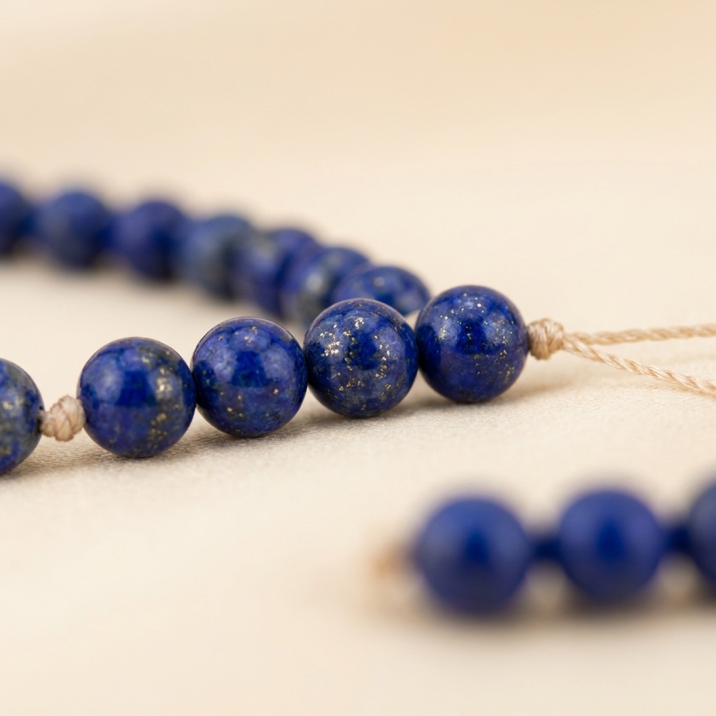 Lapis Lazuli 6 mm Yuvarlak Dizi Boncuk yakın plan